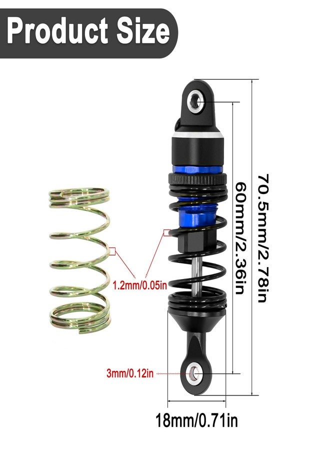 LRFHL Aluminum RC Shock Absorber Front Rear Adjustable Springs Shock Damper Upgrade Part for Traxxas 1/16 Mini Slash BL-2S 4x4 Short Course Truck 108164-1 (4PCS, Blue) - Image 2